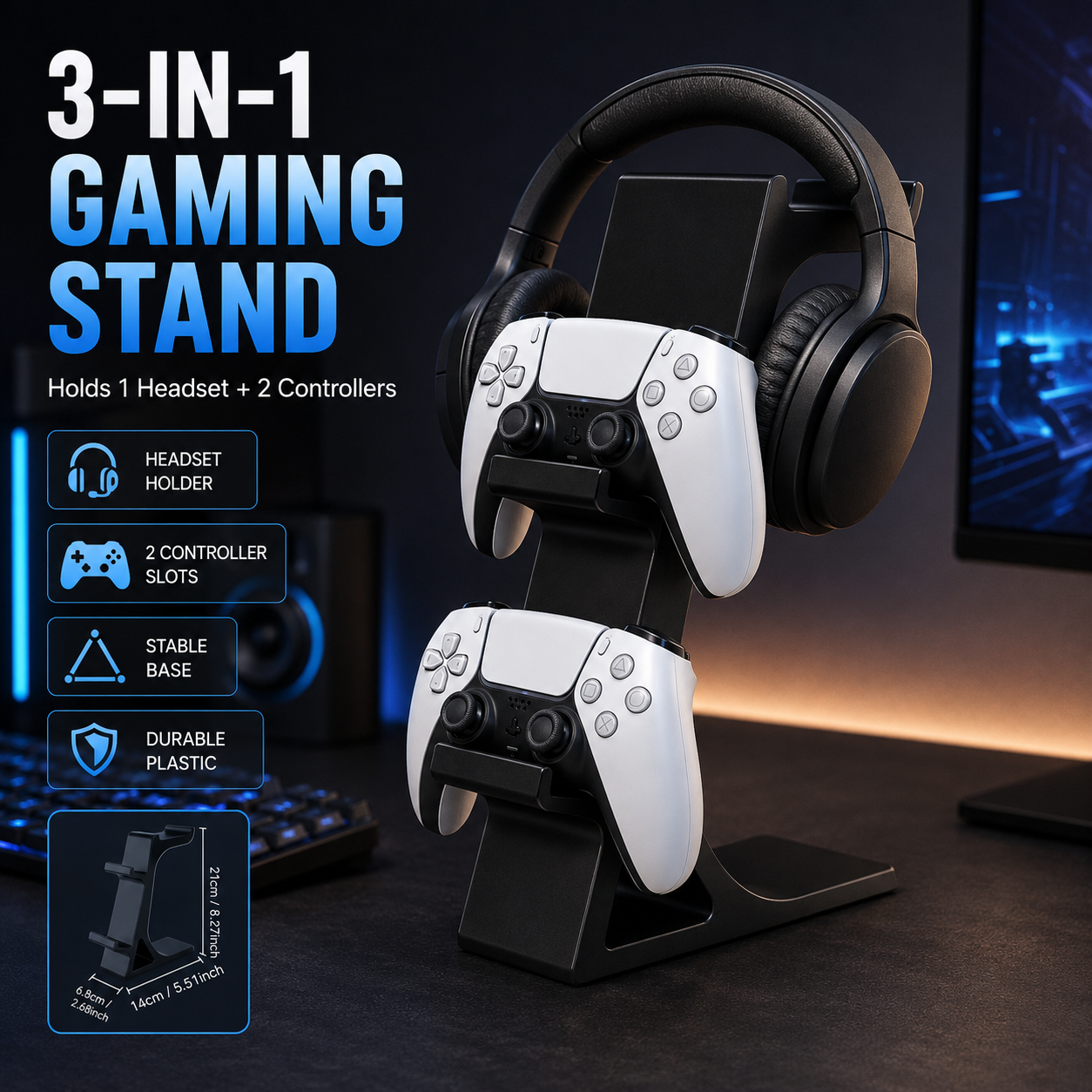 Gaming Desk Setup Xbox - Game Controller Stand Headphone Rack Storage