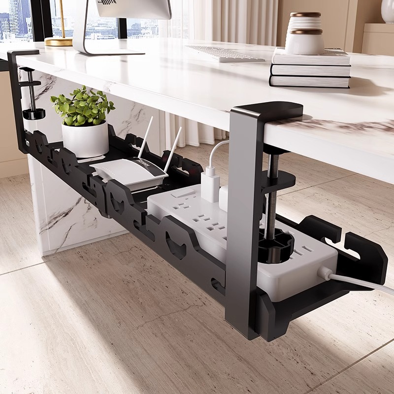 Desk Setup Organizer - Telescopic Under Table Storage Rack Metal