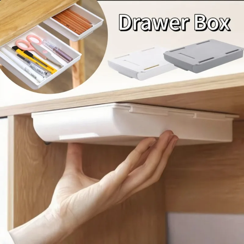 Desk Setup Organizer - Hidden Storage Box Desk Storage Drawer