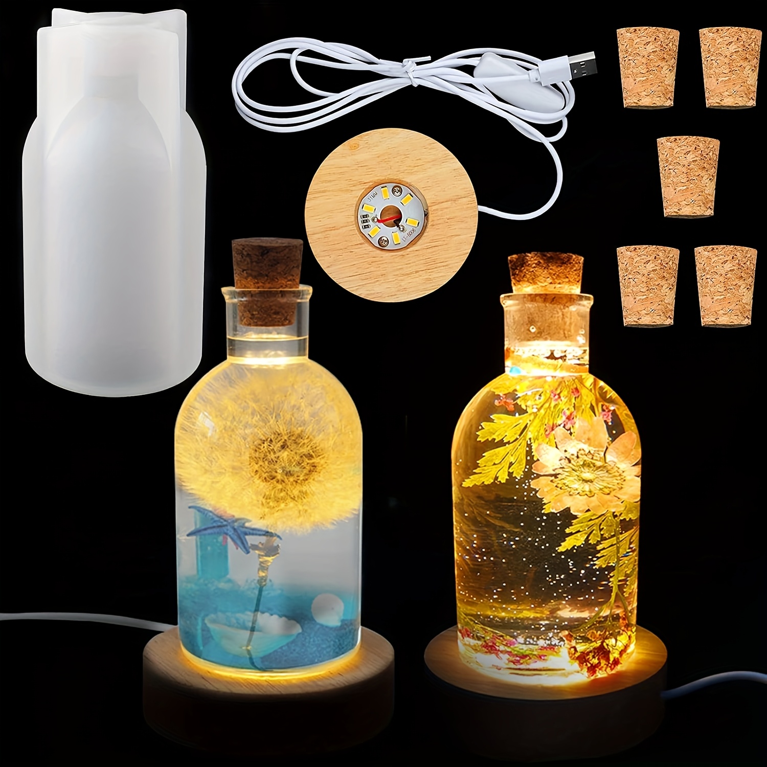 Desk Setup Lamp - Drift Bottle Light Resin Mold Set,