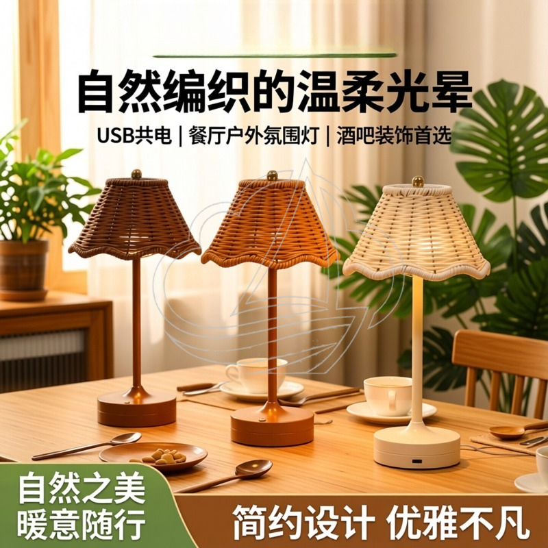 Ambient Light Bar Usb - Vintage Rattan Table Lamp USB Night