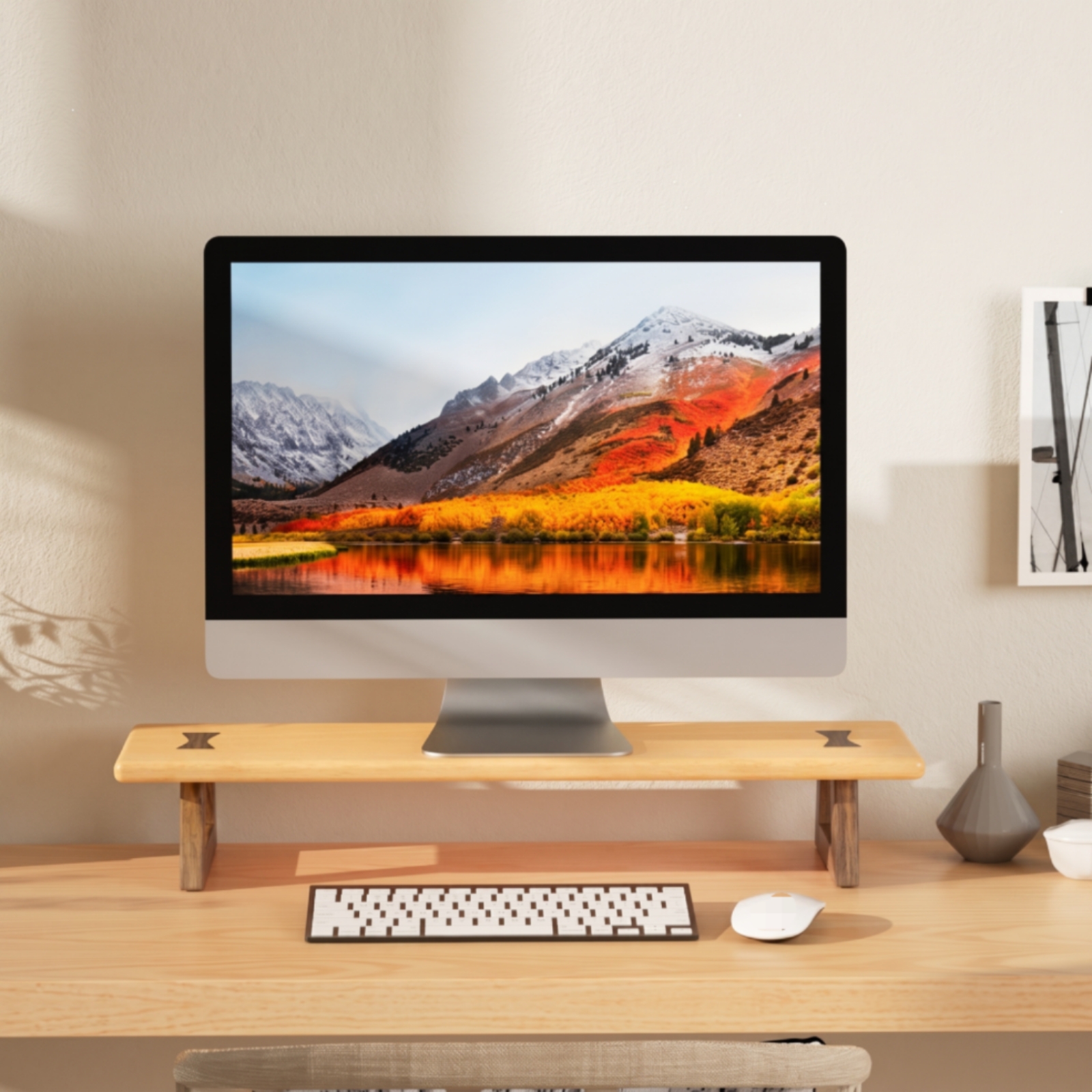 Monitor Riser Wood - Monitor Stand with Wooden Legs Minimalist