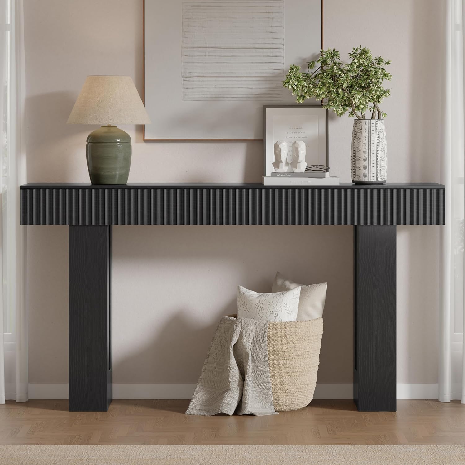 63-Inch Long Entryway Console  - Desk Setup Minimalist review and price