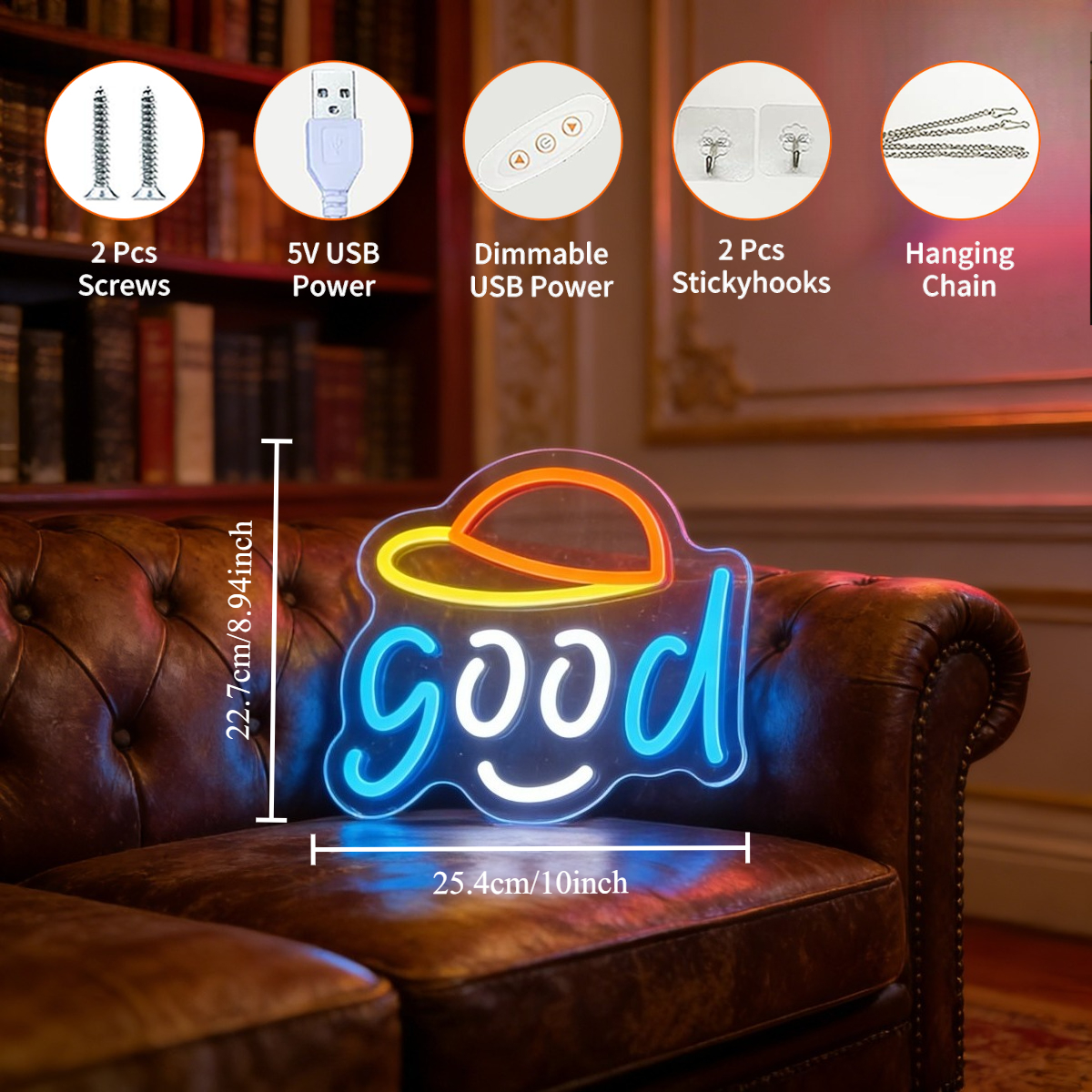 Good Vibes Neon Sign LED USB R - Desk Room Setup review and price