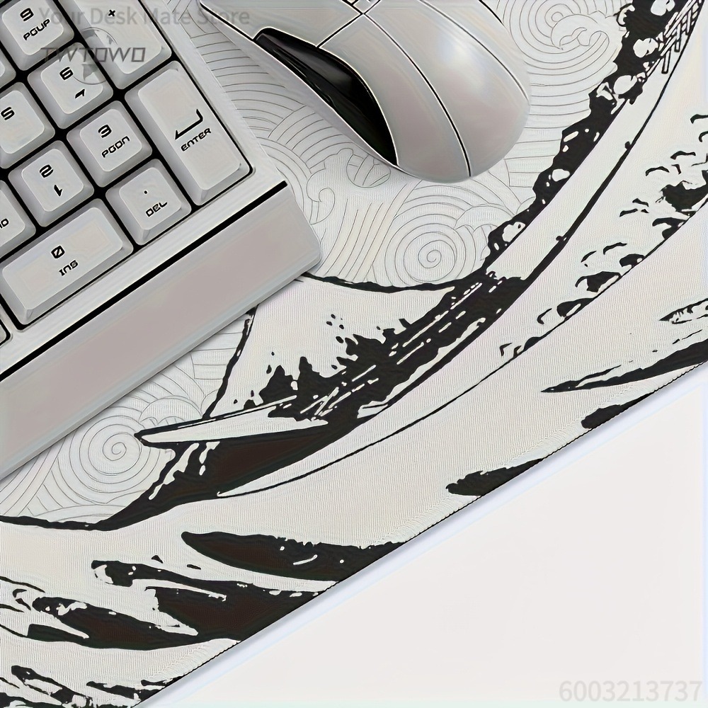 Black White Wave Art XXL Desk  - Desk Setup Laptop And Pc review and price