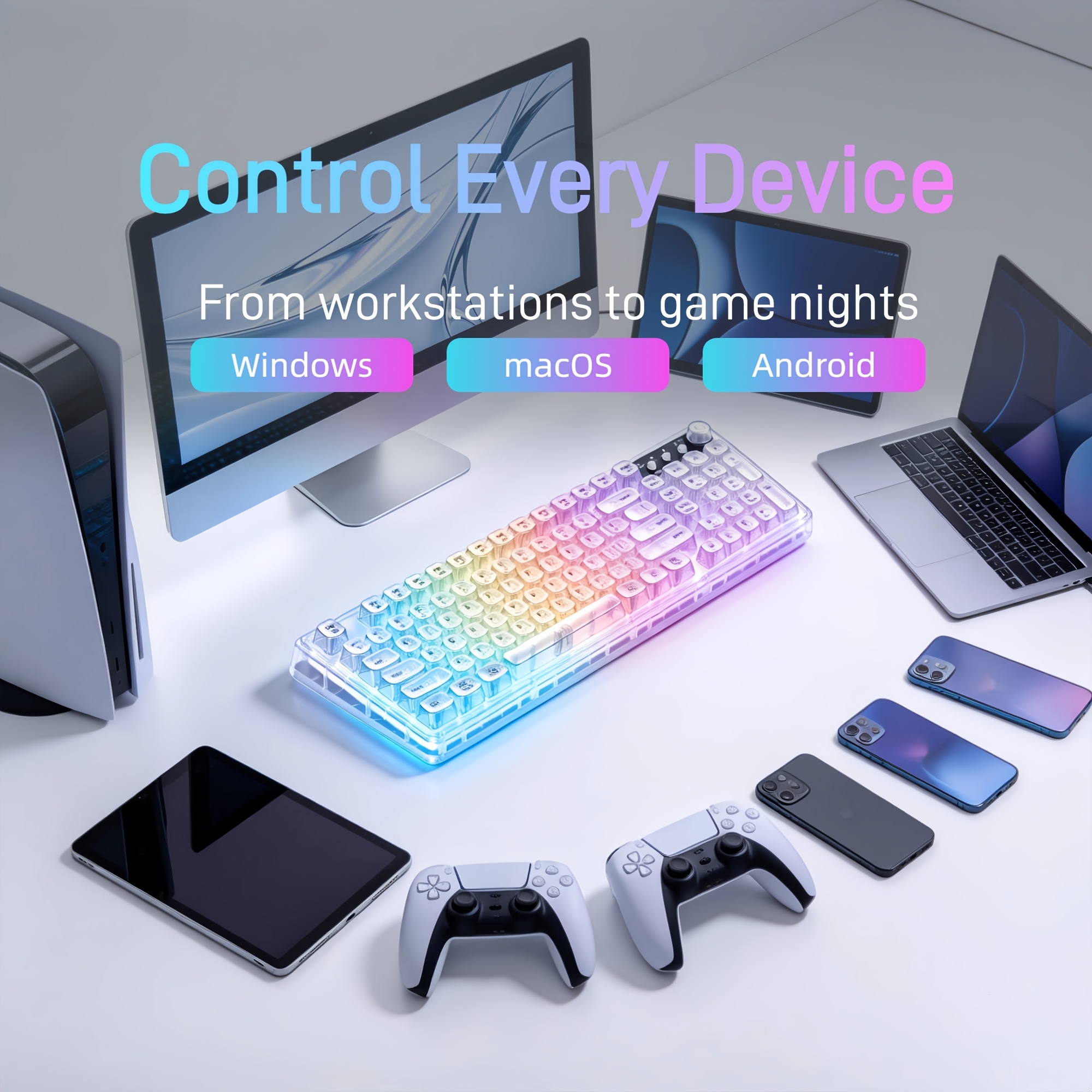 Crystal RGB Keyboard, 99-Key W - Desk Setup Gaming And Work review and price