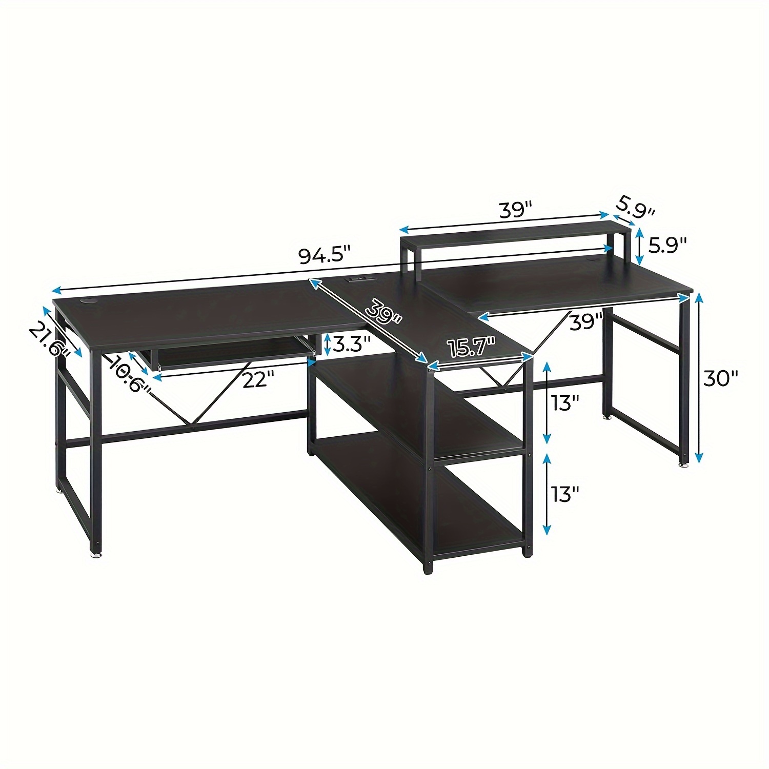 94.5-inch Dual-User Gaming Des - Desk Setup Gaming And Work review and price