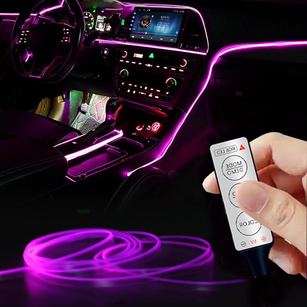 1/2/3/4/5M Rgb Neon Car Interi - Ambient Light Bar Usb review and price