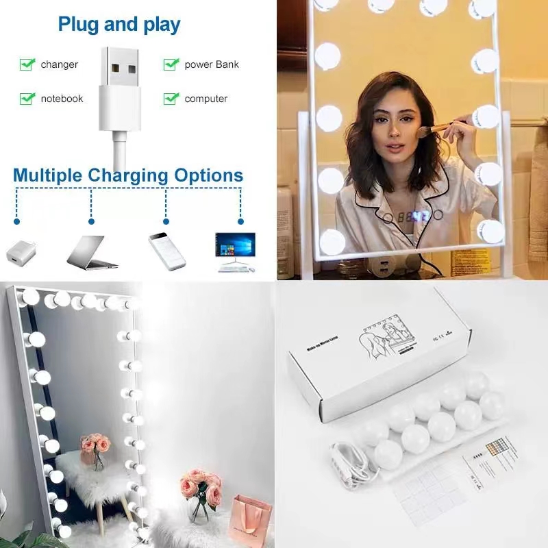 LED Light Paste Mirror Makeup  - Desk Setup Room review and price