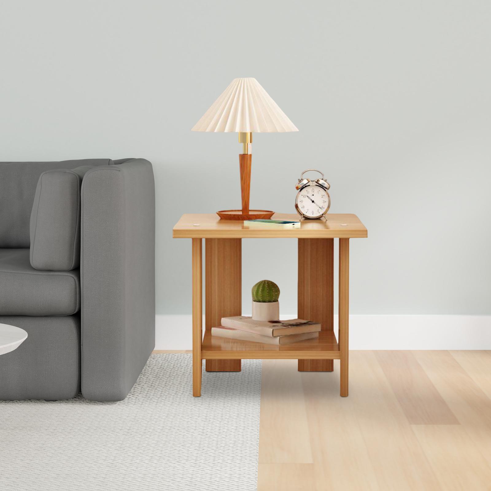 Wooden Double Layers Side Tabl - Desk Setup Minimalist review and price