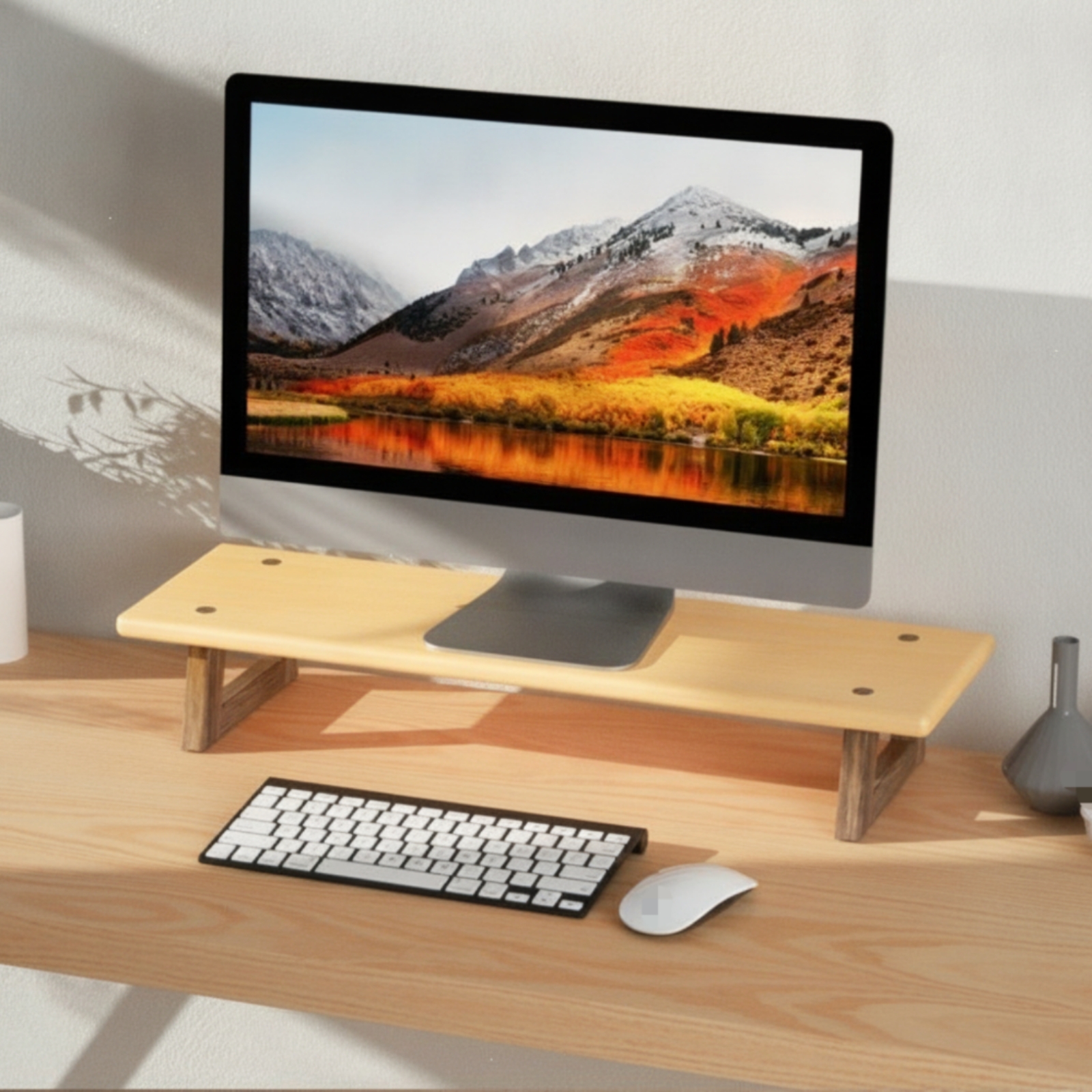 Monitor Stand with Wooden Legs - Monitor Riser Wood review and price