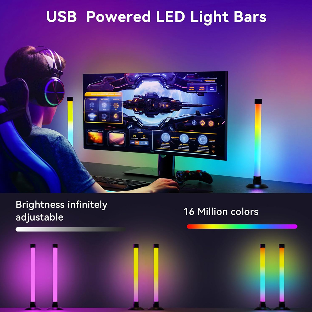 2PCS 5V USB RGBIC LED Lamp Bar - Ambient Light Bar Usb review and price
