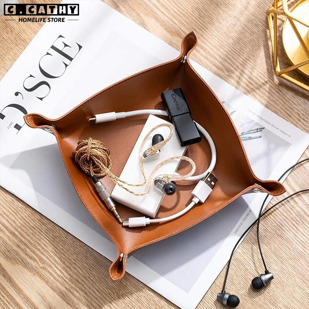 1PC 25X25CM Leather Tray Folda - Desk Setup Organizer review and price