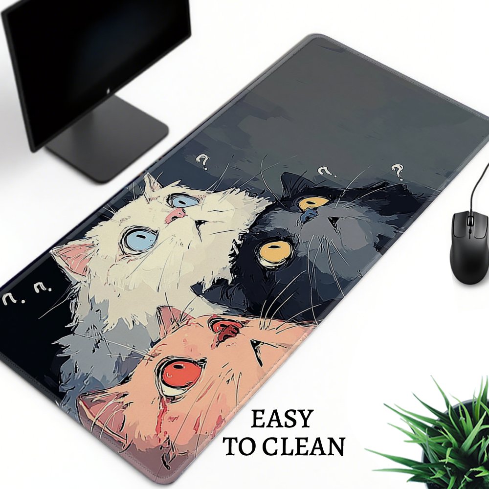 Funny Curious Kittens Desk Mat - Desk Setup Laptop And Pc review and price
