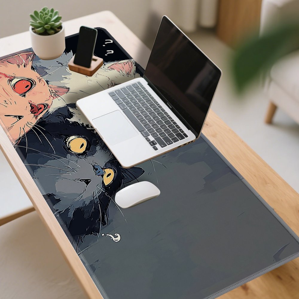 Funny Curious Kittens Desk Mat - Desk Setup Laptop And Pc review and price