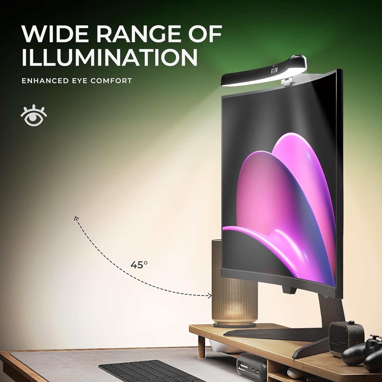 Curved Monitor Light Bar 3 Col - Desk Setup Room review and price