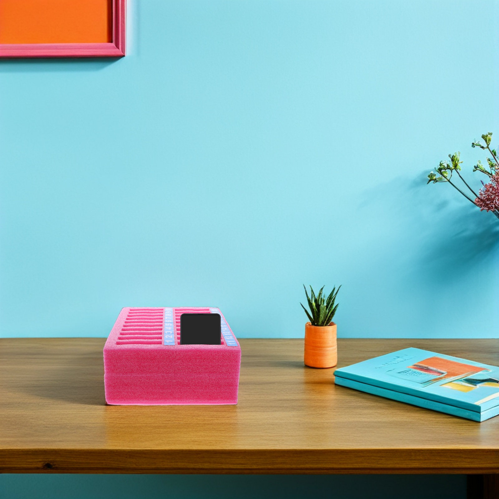 20 Grid Smartphone Storage Box - Desk Setup Room review and price