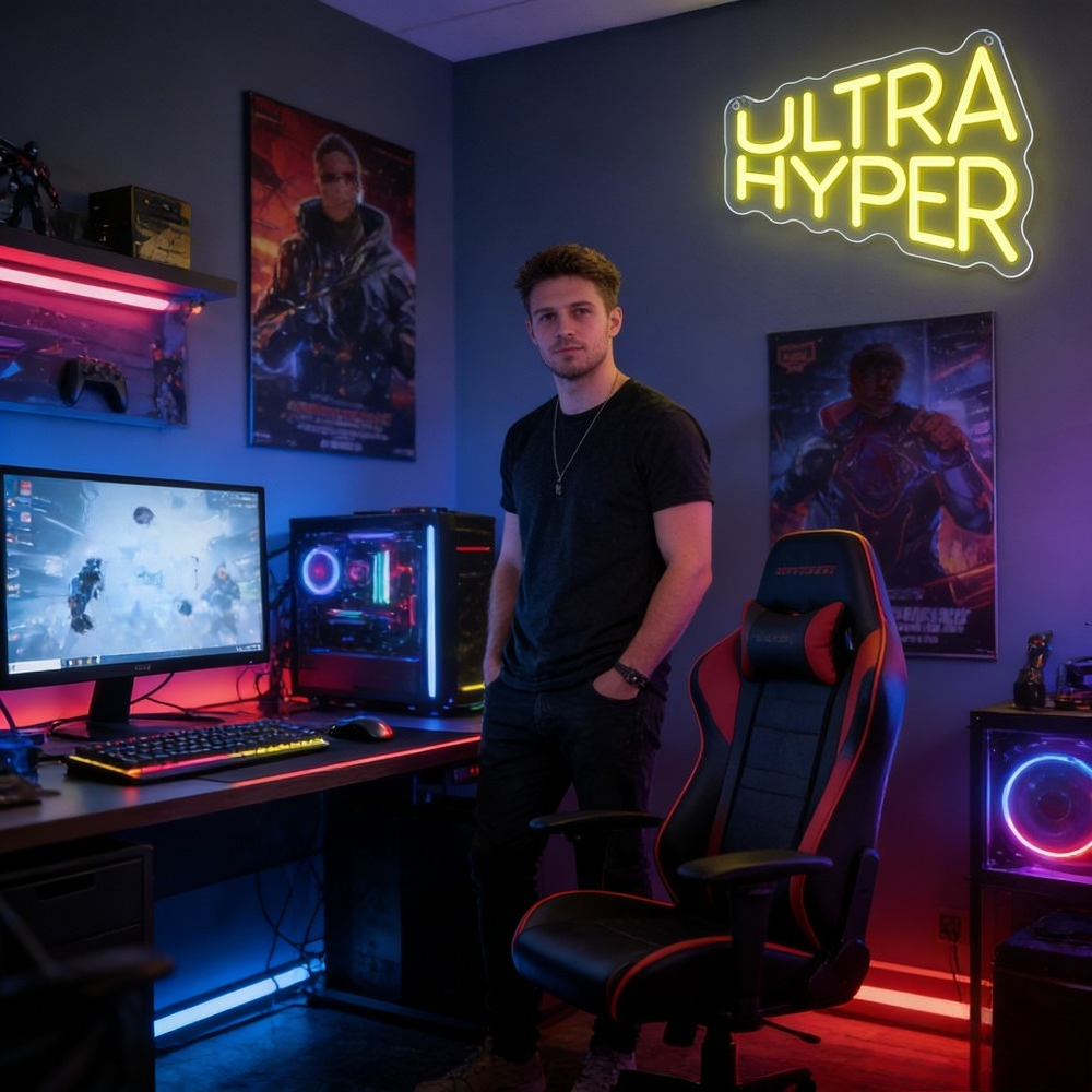 Ultra Hyper Neon Sign LED Wall - Desk Room Setup review and price