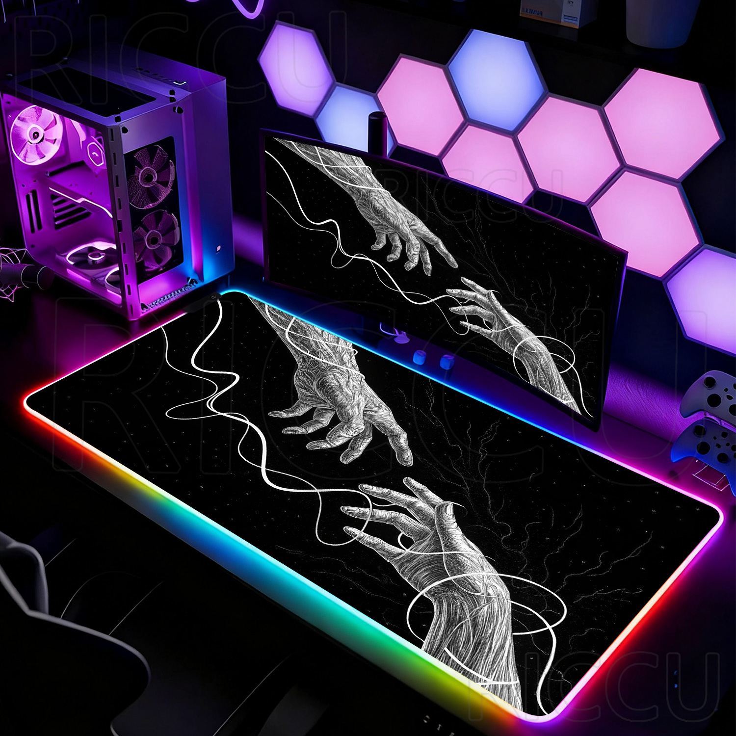 RGB XXL HD Large Black White G - Desk Setup Laptop And Pc review and price