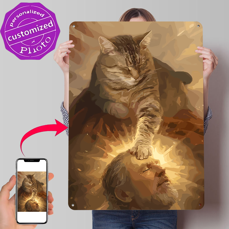 Cat Blessing a Man Tinplate Po - Desk Room Setup review and price