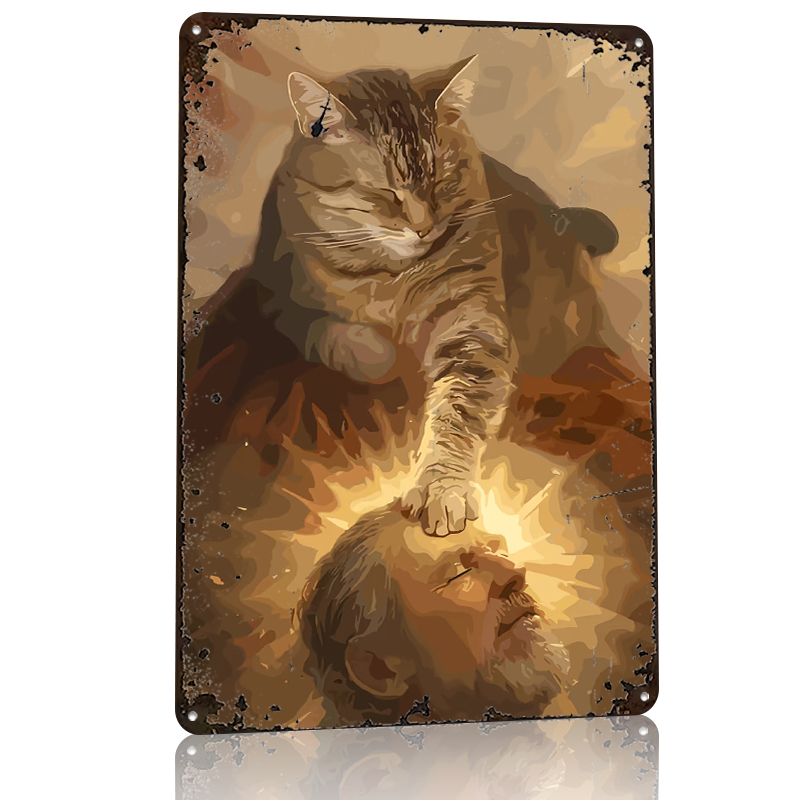 Cat Blessing a Man Tinplate Po - Desk Room Setup review and price