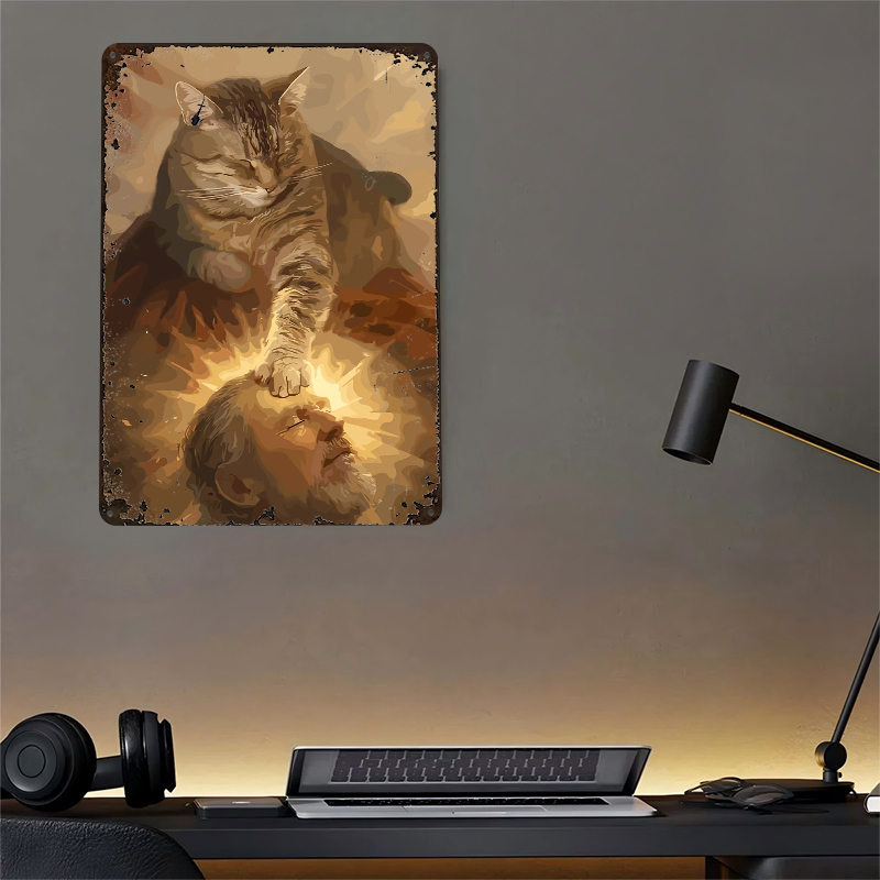 Cat Blessing a Man Tinplate Po - Desk Room Setup review and price